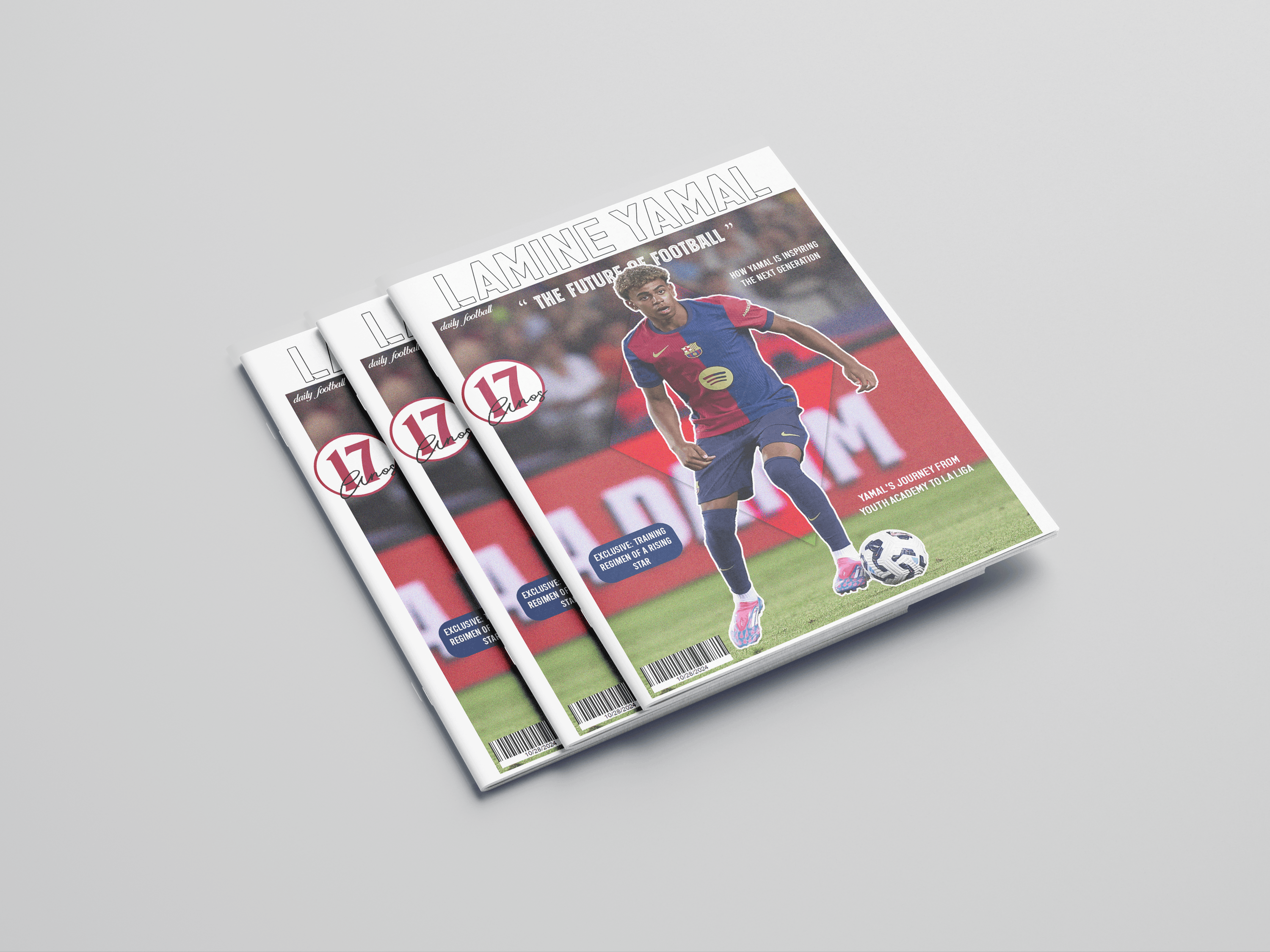 Golazogg football magazine print design: stacked issue covers