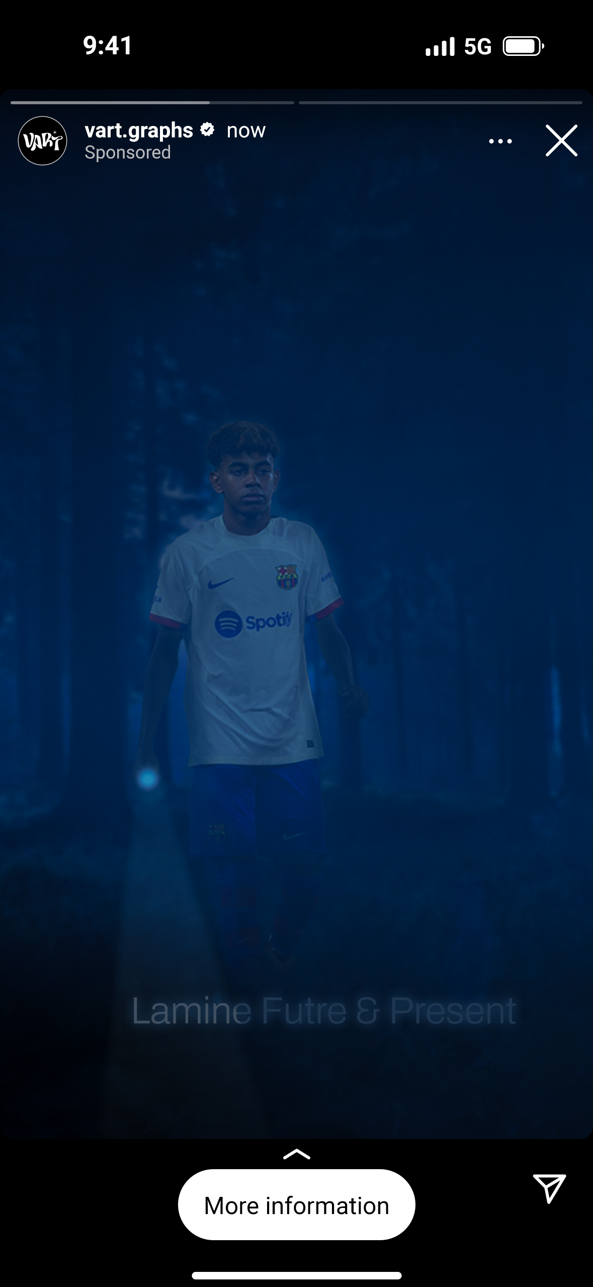 Golazogg football Instagram story design with a blue duotone player graphic